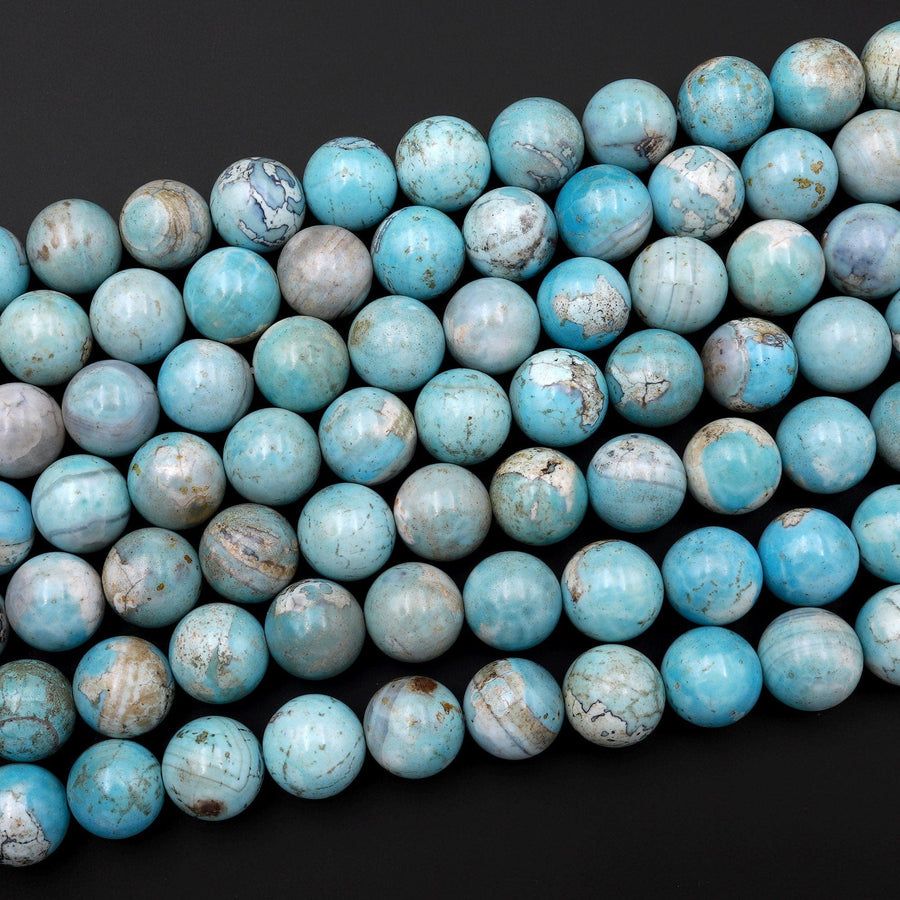 Robin's Blue Aqua Terra Agate 6mm 8mm 10mm 12mm Round Beads Aka Dragon's Eye 14" Strand