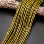 Natural Olive Green Jade 4mm Heishi Gemstone Beads 15.5" Strand