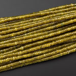 Natural Olive Green Jade 4mm Heishi Gemstone Beads 15.5" Strand