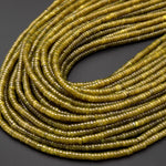 Natural Olive Green Jade 4mm Heishi Gemstone Beads 15.5" Strand