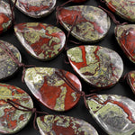 Natural Dragon Blood Jasper Pendant Top Side Drilled Teardrop Pendant Focal Bead