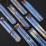 Natural Argentina Lemurian Aquatine Blue Calcite Super Long Linear Spike Earring Pairs Drilled Matched Gemstone Beads