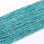 AAA Natural Blue Turquoise 2mm Cube Square Beads Dice Genuine Real Gemstone 15.5" Strand