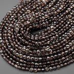 Faceted Natural Smoky Quartz Coin Beads 6mm Flat Disc Dazzling Micro Diamond Cut Gemstone 15.5" Strand