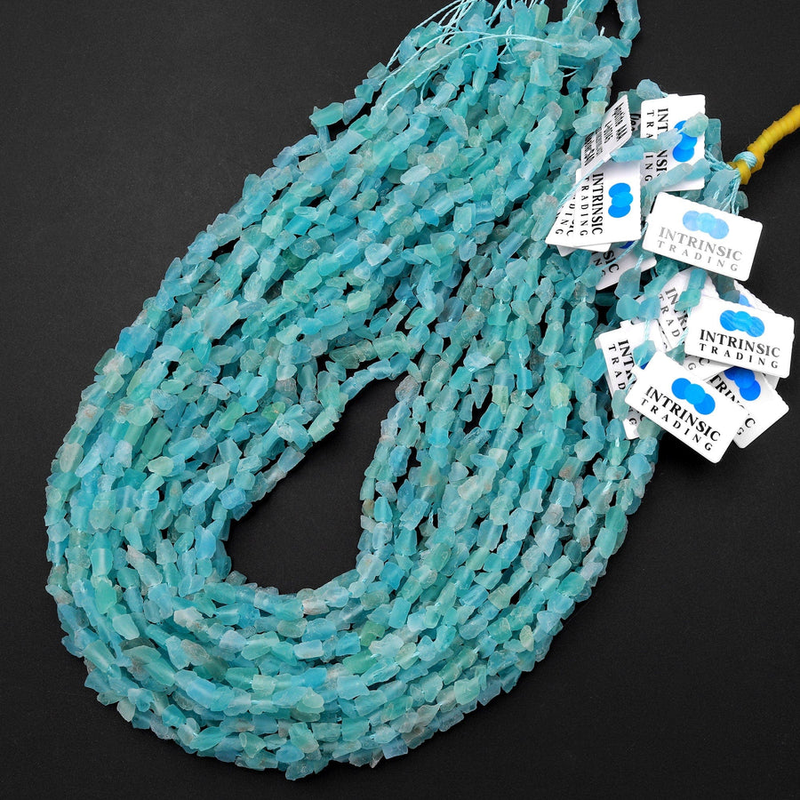 AAA Raw Rough Apatite Freeform Beads Nuggets Gemmy Seafoam Blue Gemstone Hand Hammered Beads  15.5" Strand