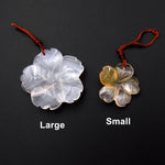 Hand Carved Natural Carnelian Flower Pendant Translucent Cream Colors Gemstone Focal Bead
