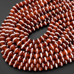 Tibetan Red Agate 6mm 8mm 10mm Round Beads Dzi White Etched Line Ring Mala Antique Boho Beads 15.5" Strand