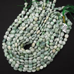 Natural Burma Jade Smooth Freeform Oval Pebble Nugget Beads Real Genuine Natural Green Jade 15.5" Strand