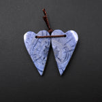 Natural Real Genuine Blue Sponge Coral Long Heart Earring Pair Drilled Gemstone Matched Beads