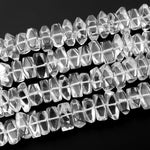 Chunky Faceted Real Natural Rock Crystal Quartz Rectangle Disc Beads Center Drilled 15.5" Strand