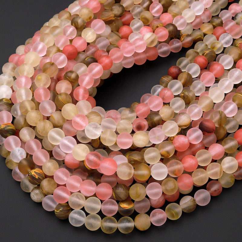 Smooth Round, Cherry Quartz Beads, Choose Size (16 Strand)