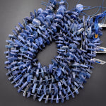 Faceted Natural Blue Kyanite Hexagon Heishi Disc Rondelle Bead Center Drilled 15.5" Strand