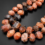 Graduated Genuine Natural Orange Calcite Faceted Nugget Beads 17" Strand