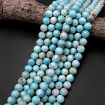 Robin's Blue Aqua Terra Agate 6mm 8mm 10mm 12mm Round Beads Aka Dragon's Eye 14" Strand