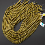 Natural Olive Green Jade 4mm Heishi Gemstone Beads 15.5" Strand