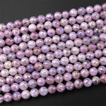 Mystic Violet Amethyst Faceted 6mm 8mm Round Beads Plated Silverite AB Coated Natural Gemstone 15.5" Strand