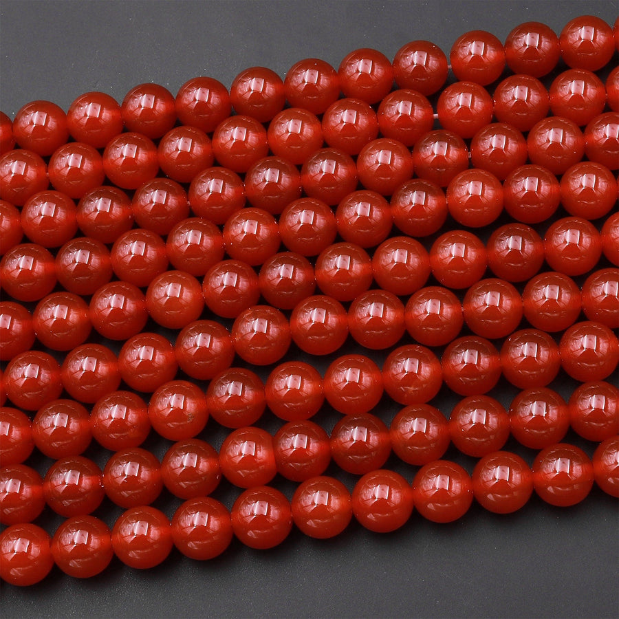 Natural Red Agate 4mm 6mm 8mm 10mm 12mm Round Beads Gemstone 15.5" Strand