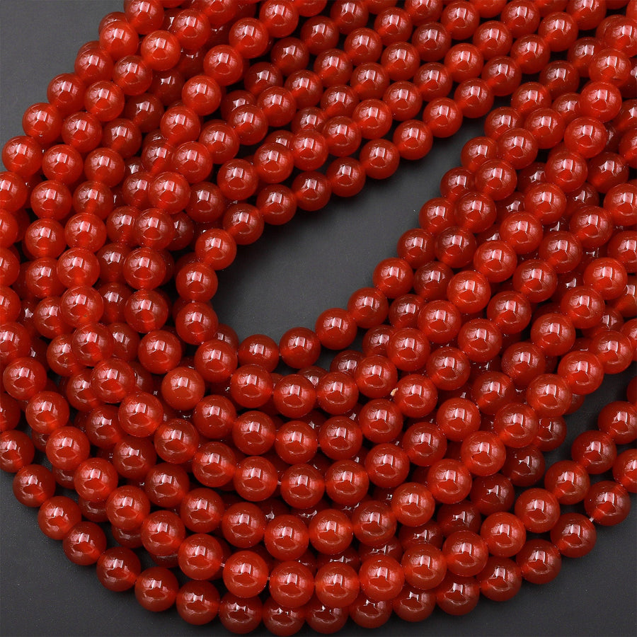 Natural Red Agate 4mm 6mm 8mm 10mm 12mm Round Beads Gemstone 15.5" Strand