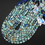 Natural Chrysocolla Azurite Faceted Tube Cylinder Beads 15.5" Strand