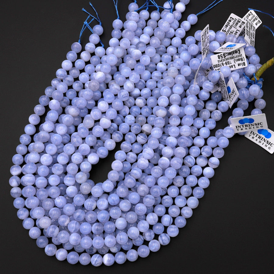 Natural Blue Lace Agate Beads 4mm 6mm 8mm 10mm Round Beads 15.5" Strand