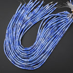 Natural Blue Aventurine Thin Long Tube Beads 15.5" Strand