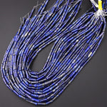 Natural Blue Lapis Thin Long Tube Beads 15.5" Strand
