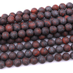 Matte Natural Red Tiger Iron 6mm  8mm Round Beads 15.5" Strand