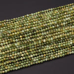 AAA Micro Faceted 2mm Natural Green Garnet Round Beads Sparkling Laser Diamond Cut Gemstone 15.5" Strand