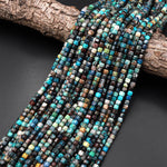 AAA Natural Chrysocolla Faceted 4mm Cube Dice Square Beads Micro Faceted Laser Diamond Cut 15.5" Strand