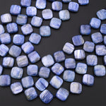 Natural Blue Kyanite Diamond Diagonally Drilled Square Cushion Beads 14mm 15.5" Strand