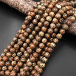 Tibetan Agate 8mm 10mm Round Beads Dzi Agate Green Eye Matte Mala Antique Boho Beads 15" Strand