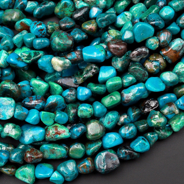 Natural Blue Green Chrysocolla Freeform Chip Pebble Nugget Beads Gemstone 15.5" Strand
