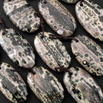 Natural Green Ocean Jasper Pendant Freeform Oval Shape Gemstone