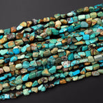 Genuine Natural Turquoise Nugget Beads Freeform Real Blue Green Brown Turquoise Pebble Beads 15.5" Strand