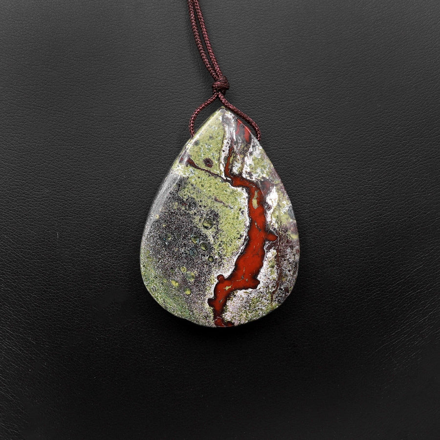 Natural Dragon Blood Jasper Pendant Top Side Drilled Teardrop Pendant Focal Bead