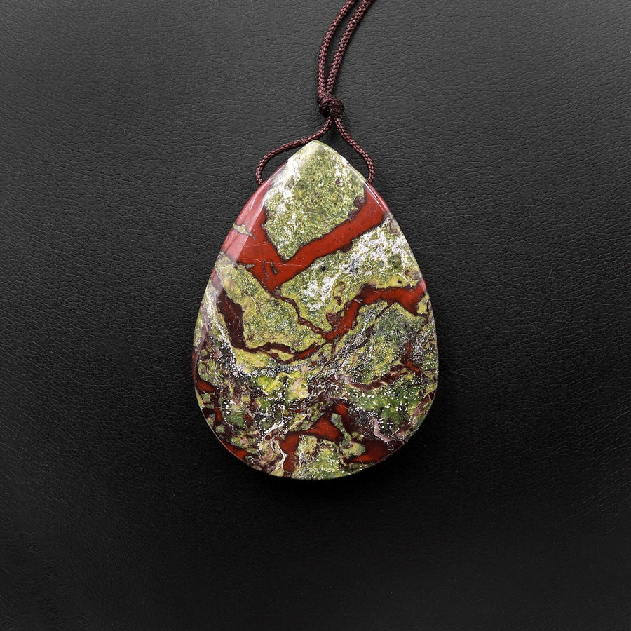 Natural Dragon Blood Jasper Pendant Top Side Drilled Teardrop Pendant Focal Bead