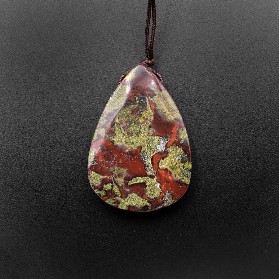 Natural Dragon Blood Jasper Pendant Top Side Drilled Teardrop Pendant Focal Bead