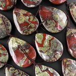 Natural Dragon Blood Jasper Pendant Top Side Drilled Teardrop Pendant Focal Bead