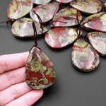 Natural Dragon Blood Jasper Pendant Top Side Drilled Teardrop Pendant Focal Bead