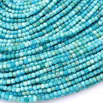 AAA Natural Blue Turquoise 2mm Cube Square Beads Dice Genuine Real Gemstone 15.5" Strand