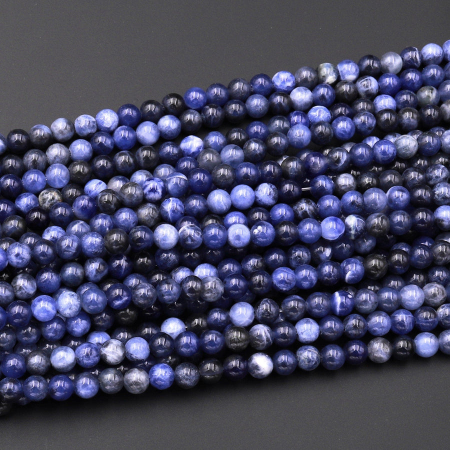 Natural Blue Sodalite 4mm 6mm 8mm 10mm Round Beads 15.5" Strand