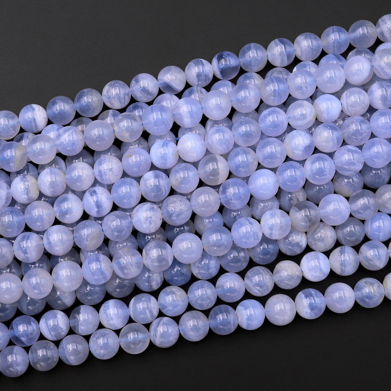 Blue Banded Agate 8mm beads 14 inch strand for jewelry making Gorgeous  colors!