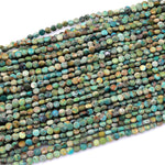 Natural Turquoise Faceted 3mm 4mm Coin Beads Real Genuine Gemstone 15.5" Strand