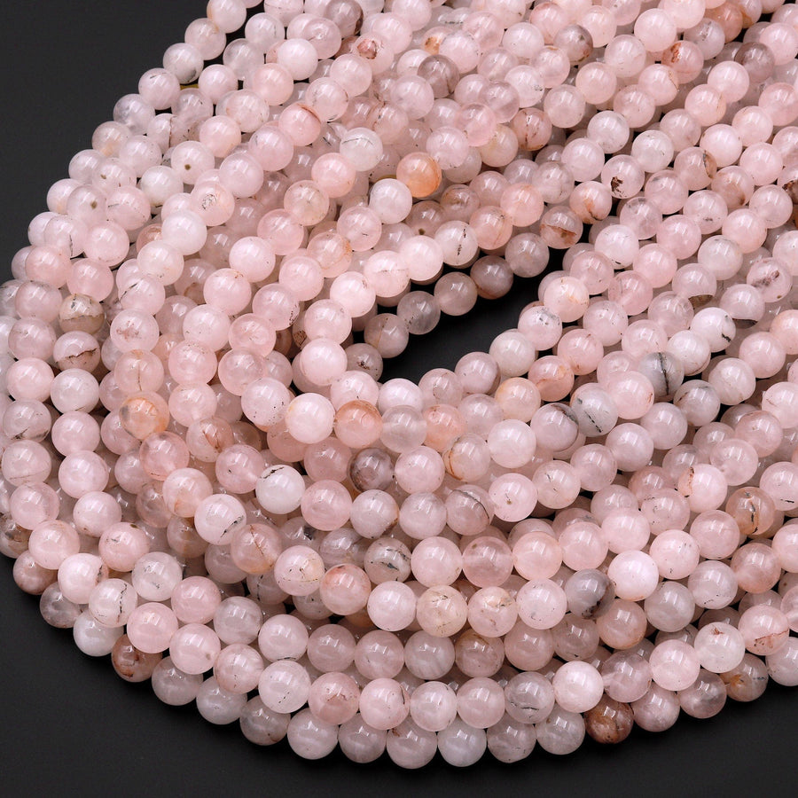 Natural Pale Pink Phantom Agate 6mm 8mm 10mm Round Beads 15.5" Strand