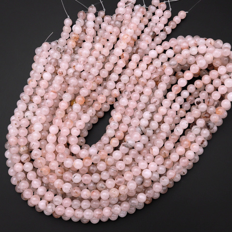 Natural Pale Pink Phantom Agate 6mm 8mm 10mm Round Beads 15.5" Strand