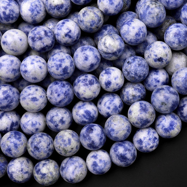 Matte Natural Blue White Sodalite 6mm 8mm 10mm 12mm Round Beads 15.5" Strand