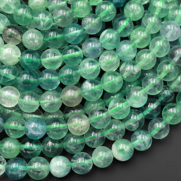 Natural Green Fluorite 6mm 8mm 10mm Round Gemstone Beads 15.5" Strand