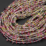 Natural Yellow Pink Watermelon Tourmaline Freeform Chip Beads 15.5" Strand