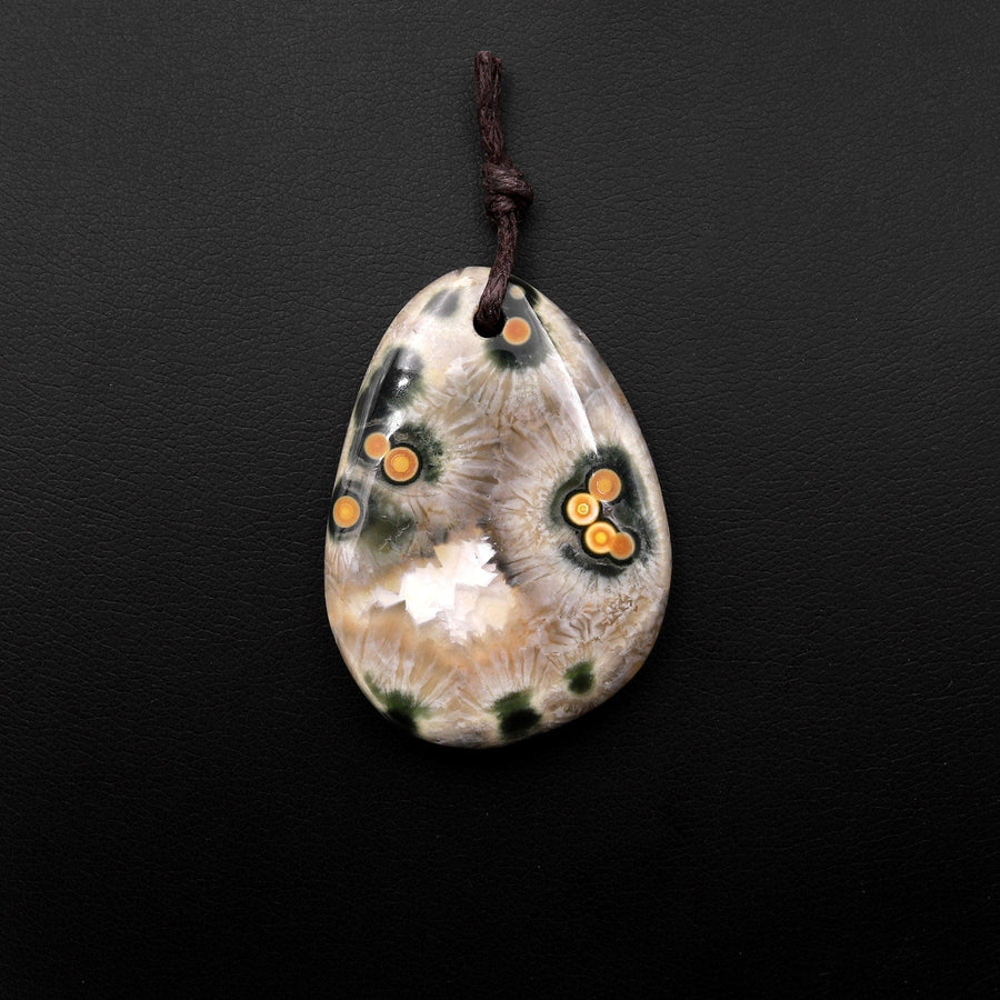 Natural Green Ocean Jasper Pendant Drilled Smooth Freeform Gemstone