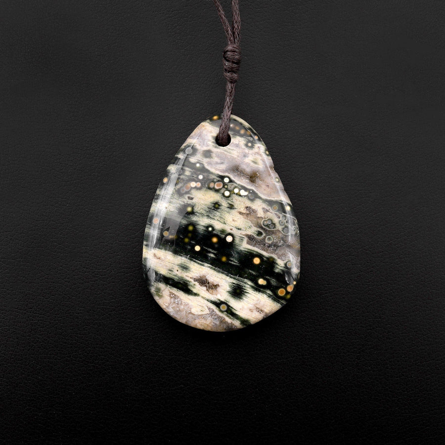 Natural Green Ocean Jasper Pendant Drilled Smooth Freeform Gemstone